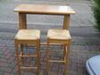 £25 - BREAKFAST TABLE and 2 stools, 