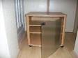 GLASS FRONTED beech colour three shelved TV cabinet....